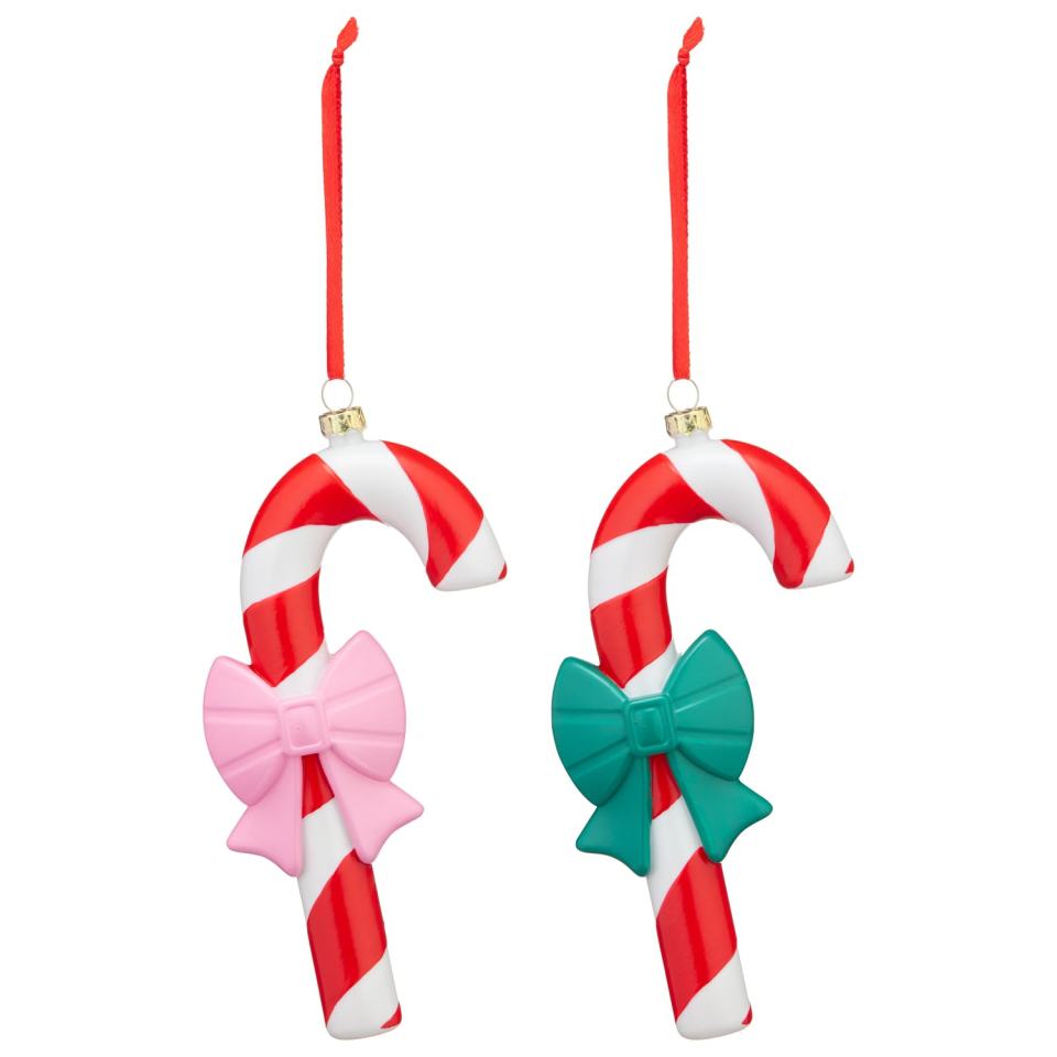 Candy Cane Decoration with Bow - Assorted