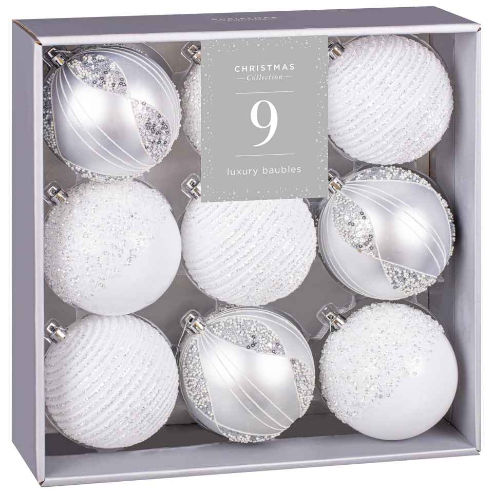 Christmas Collection Luxury White Baubles