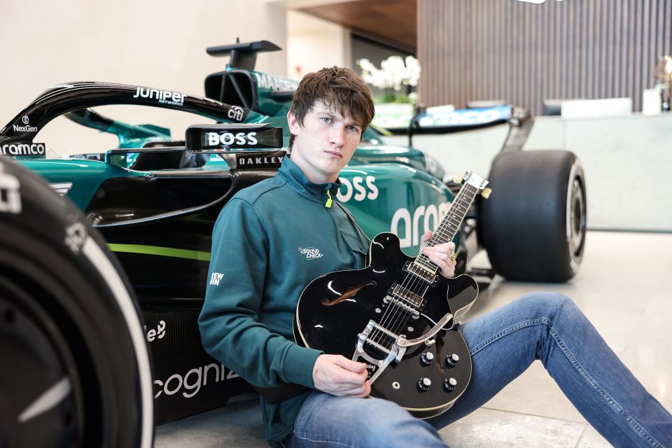 The 24-year-old Geordie has teamed up with Aston Martin and headlined a gig at the F1 team’s revamped £200million base