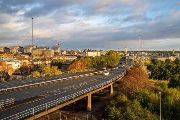 A167 flyover in Gateshead city centre.