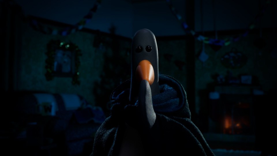 Feathers McGraw unmasked as a traitor in a Wallace and Gromit crossover for The Traitors.