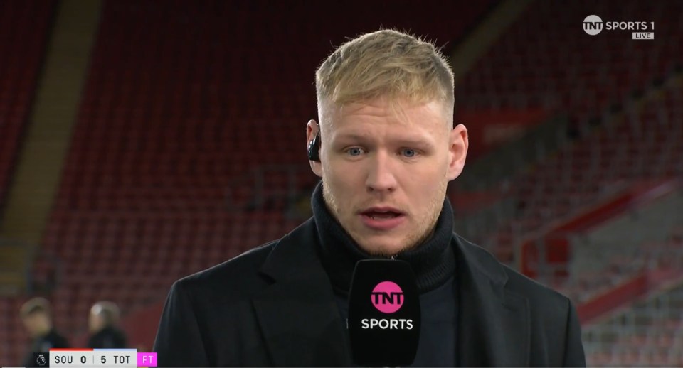 Aaron Ramsdale appeared as a pundit on TNT Sports for Southampton's game vs Tottenham