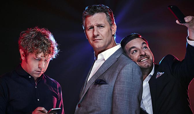 Adam Hills, Josh Widdicombe, and Alex Brooker on The Last Leg.