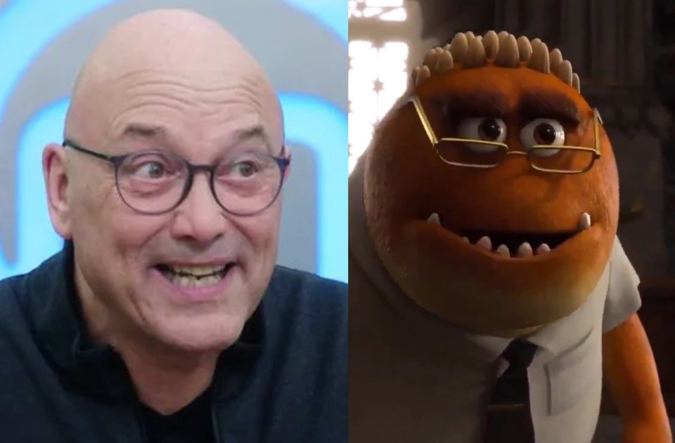 Professor Knight, from Monsters University, and Gregg Wallace, left