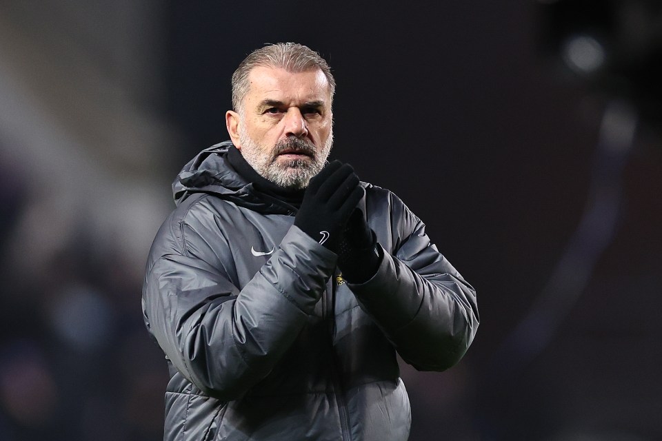 Ange Postecoglou, manager of Tottenham Hotspur, applauding fans.