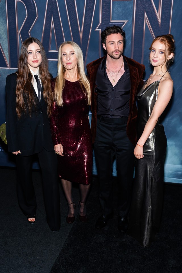 Angelica Jopling, Sam Taylor-Johnson, Aaron Taylor-Johnson, and Jessie Phoenix Jopling attended the Kraven The Hunter New York Premiere