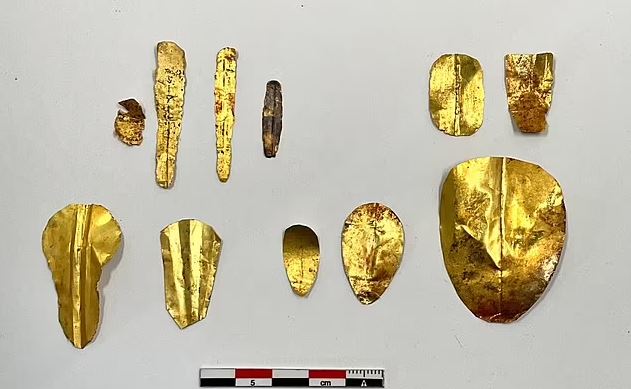 The 13 golden tongues and fingernails date back to the Ptolemaic era - the longest and last dynasty of ancient Egypt