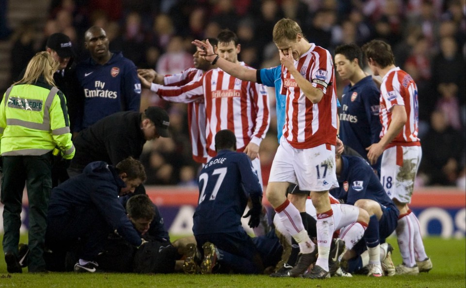 Shawcross was upset after breaking Ramsey's leg