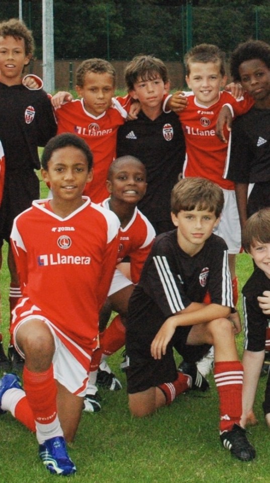 Joe Gomez (front left)played against a Hollywood actor (front right) as a child