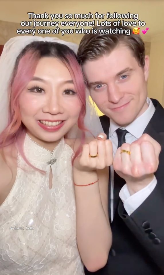 The couple showed off their new wedding rings