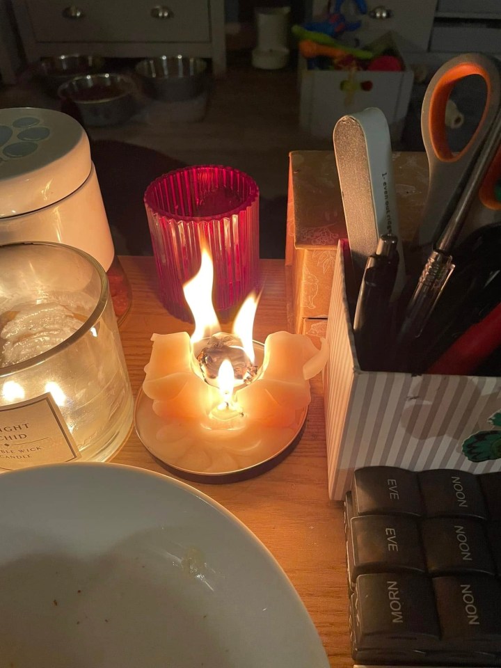 Thankfully, Gillian Vickers was sitting in front of the candle after lighting it, but has warned others to avoid it at all costs