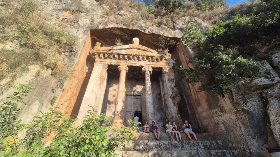 Ancient Lycian rock-cut tombs in Turkey.