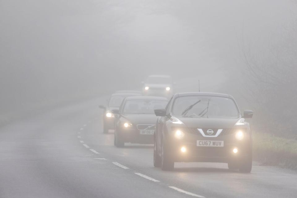 Drivers brave the fog in Kidderminster yesterday