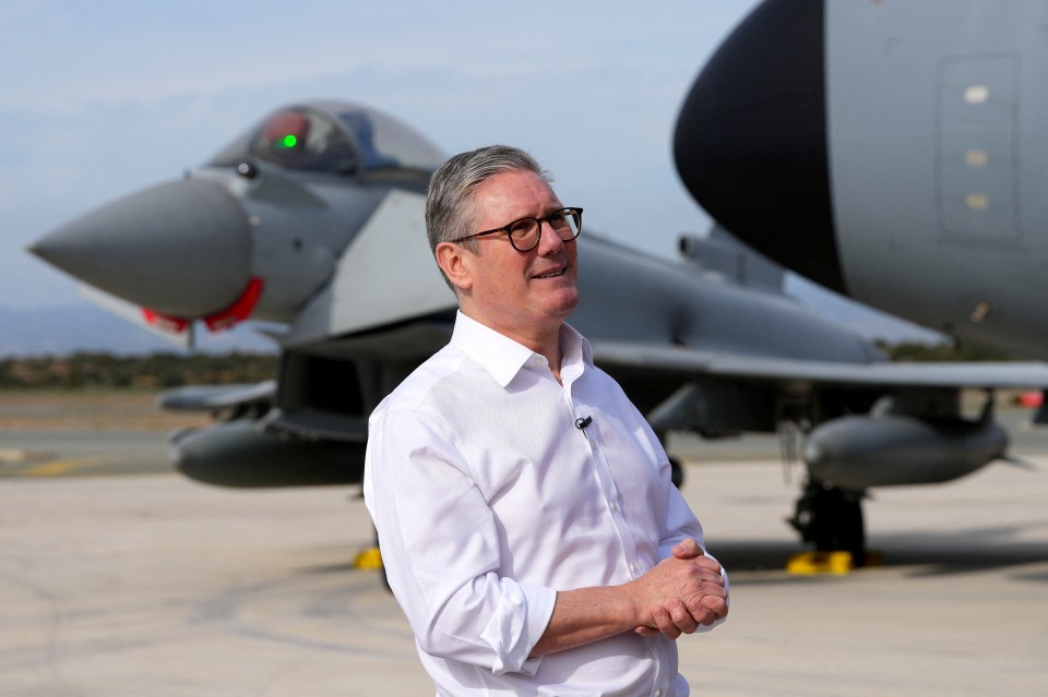 Prime Minister Keir Starmer visiting a RAF base in Cyprus.