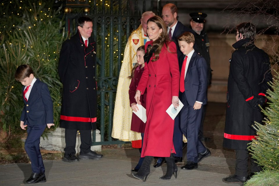 The family pictured leaving the Together at Christmas service