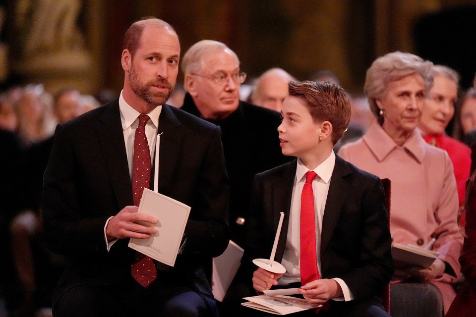 William and son George sharing a moment before the carol singing