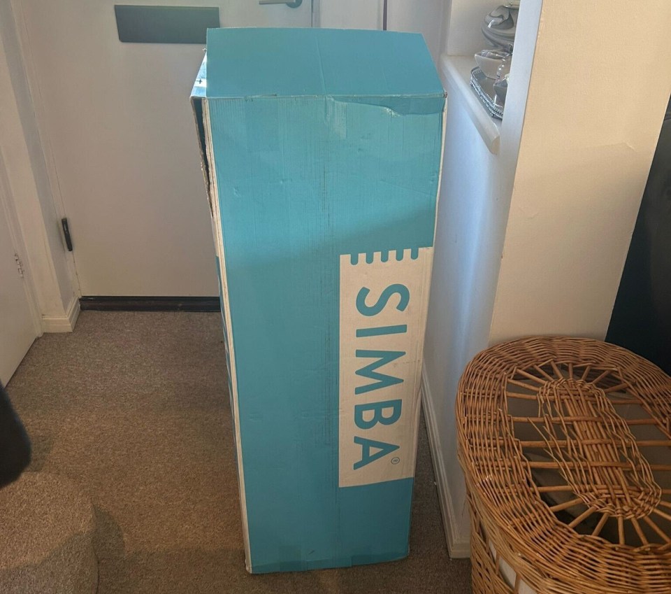 Simba mattress topper in its box.