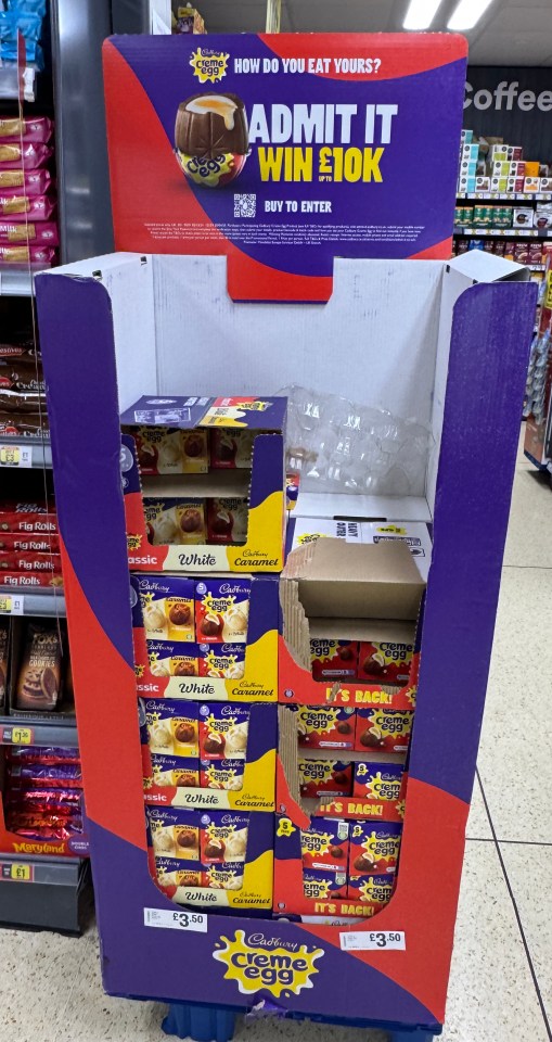 Easter eggs were found lining the shelves, leaving some shoppers horrified