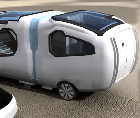 The ForFreedom caravan boasts an interior height of 1.9 meters, is designed for a two-seater car, with the car itself measuring 2.66 meters in length and 1.72 meters in width