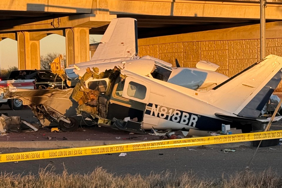 The plane was ripped in half on impact