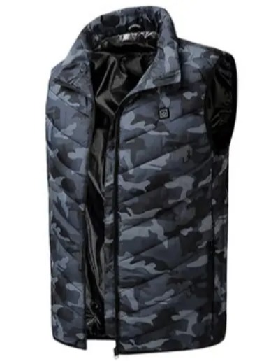 The gilet also comes in a variety of colours, including this camo design