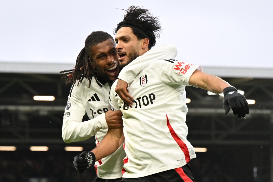 Jimene celebrates with former Gunner Alex Iwobi