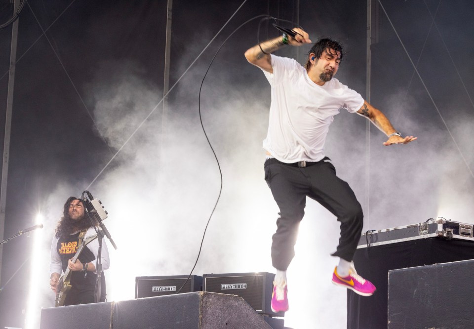 Chino Moreno of Deftones performing at Lollapalooza.