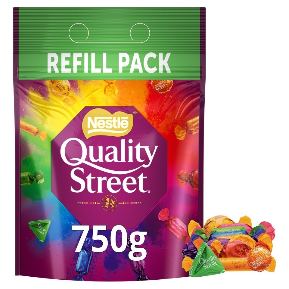 Shoppers can bag 750g refill bags of Quality Street at most major supermarkets