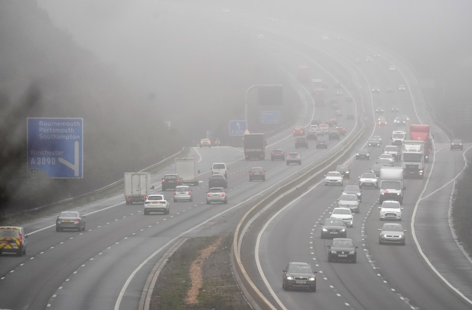 Christmas Eve travellers on the M3 motorway near to Winchester in Hampshire