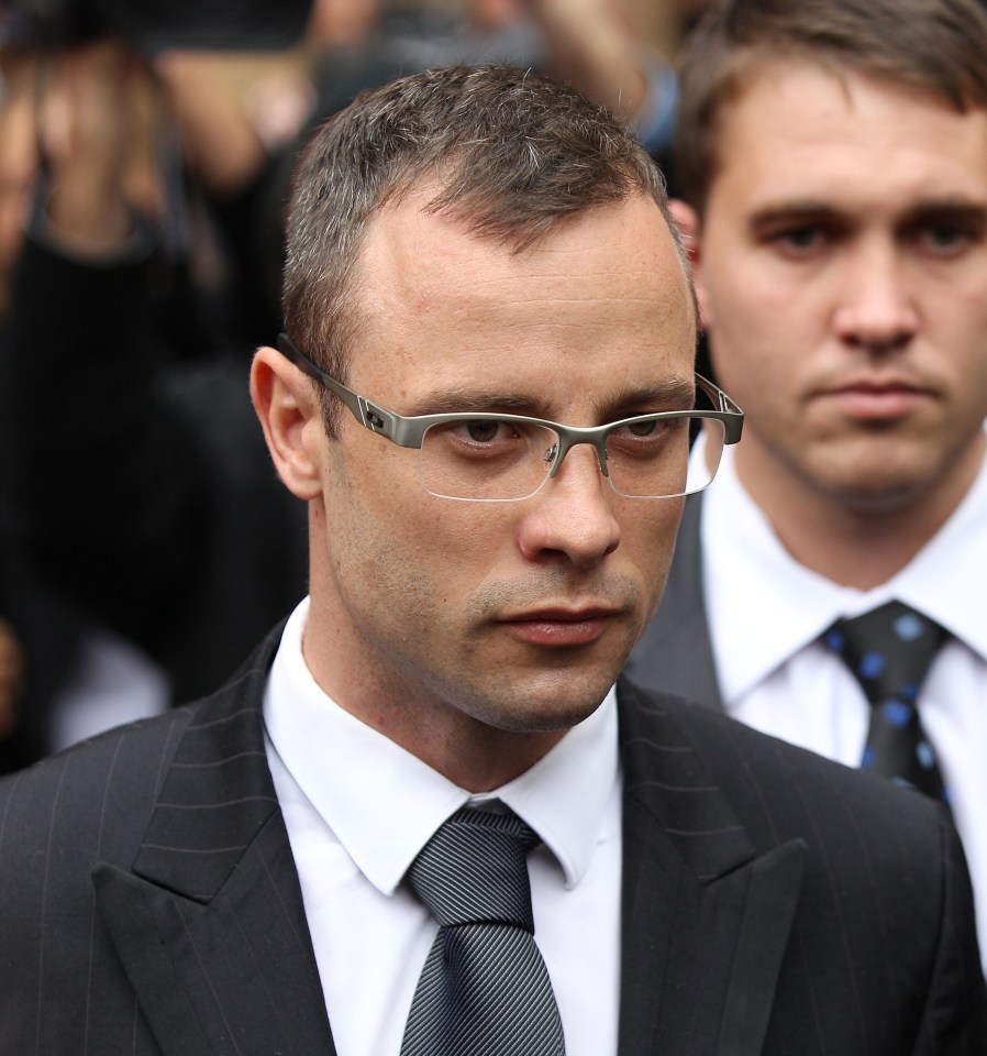 Oscar Pistorius leaving his trial in Pretoria, South Africa.