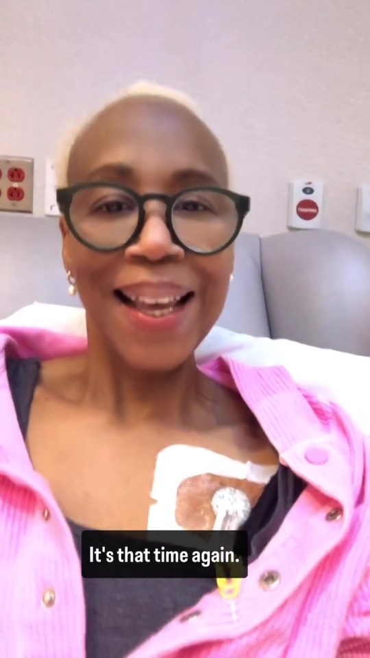 Trisha Goddard receiving cancer treatment.