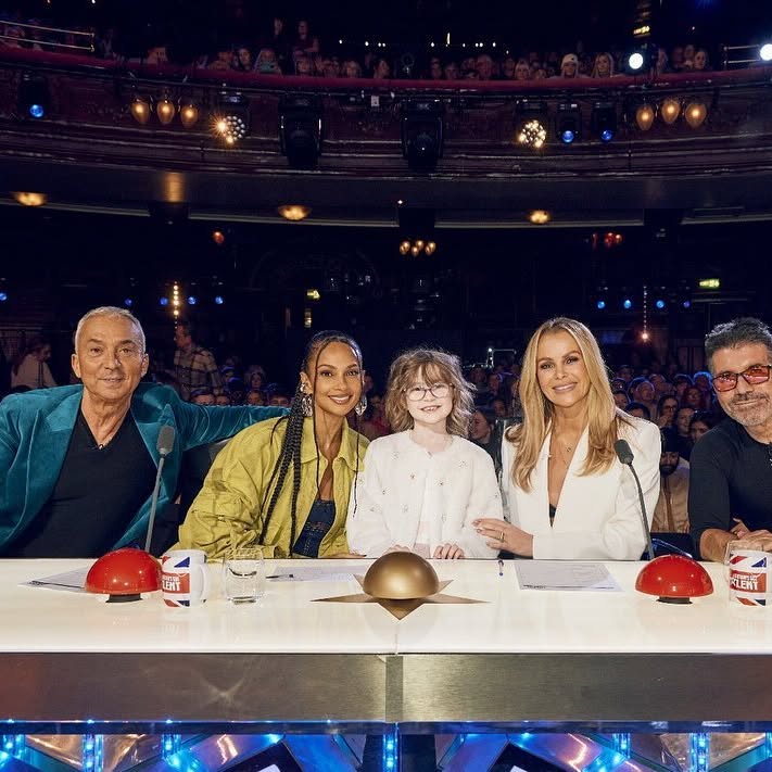 Dulcie O'Kelly with BGT's Bruno, Alesha, Amanda and Simon