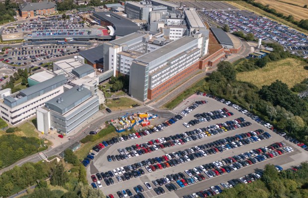 Aerial view of University Hospital Coventry &amp; Warwickshire.