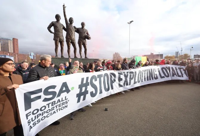 United fans staged a protest against Ratcliffe