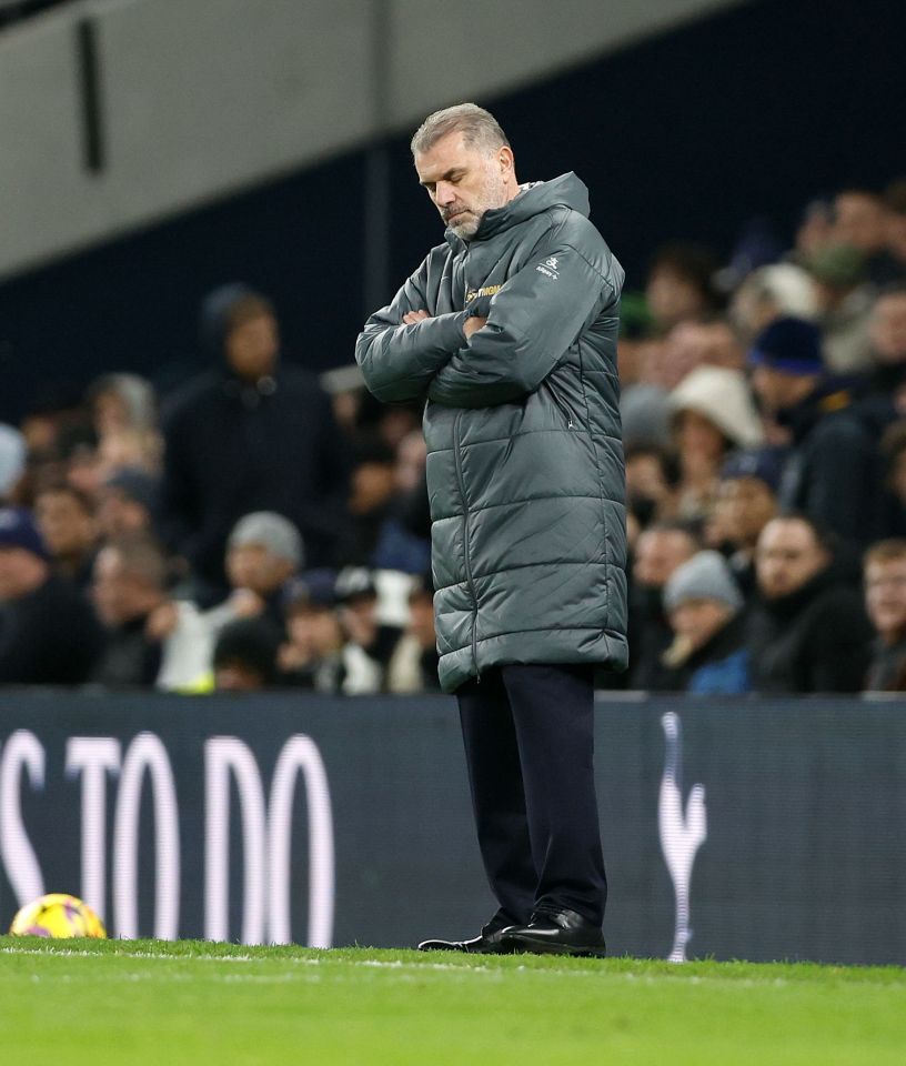 Spurs chief Ange Postecoglou looked devastated at the end