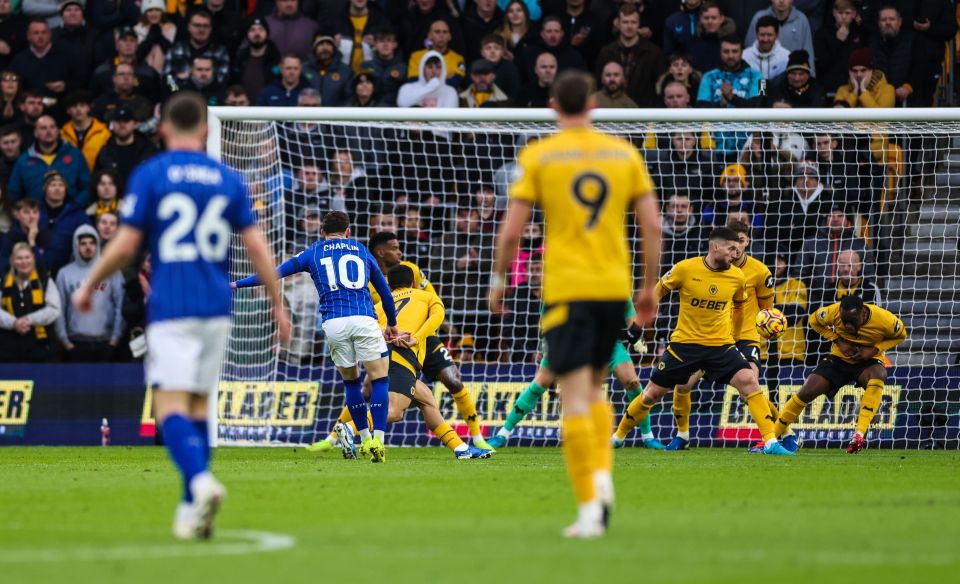 Conor Chaplin's strike bounced in off Matt Doherty