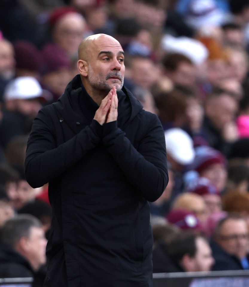 Pep Guardiola, Manchester City manager, at a football match.