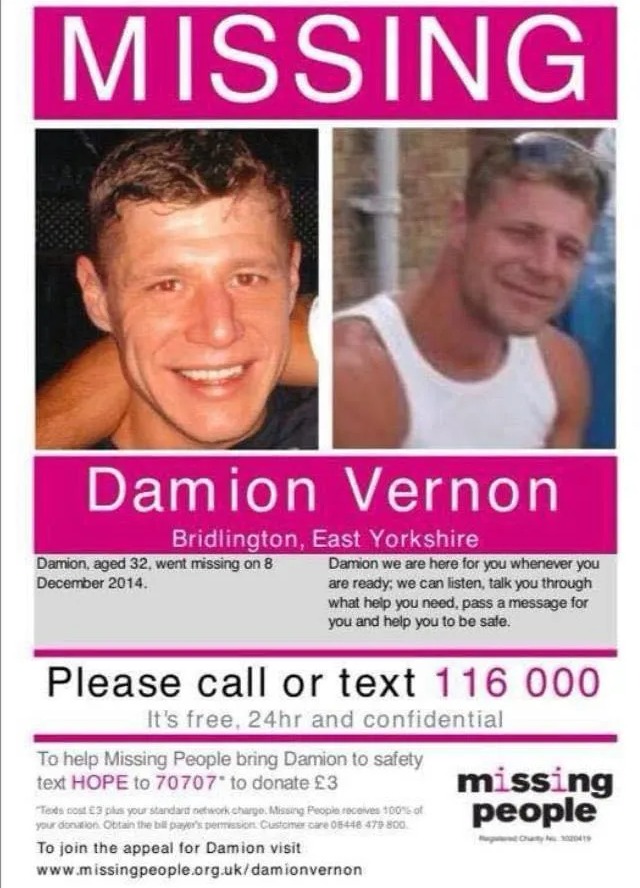 Damion vanished just before Christmas, leaving his family devastated