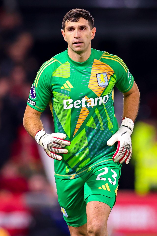 Emiliano Martinez, Aston Villa goalkeeper, at a Premier League match.