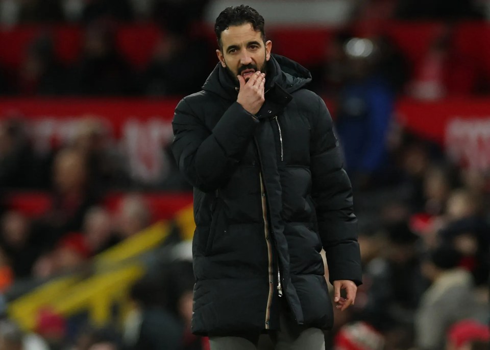 Ruben Amorim, Manchester United manager, looks pensive.