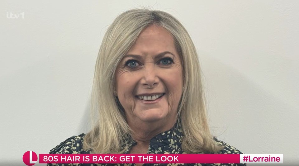 Mathy when she arrived at the Lorraine studio, before her hair transformation