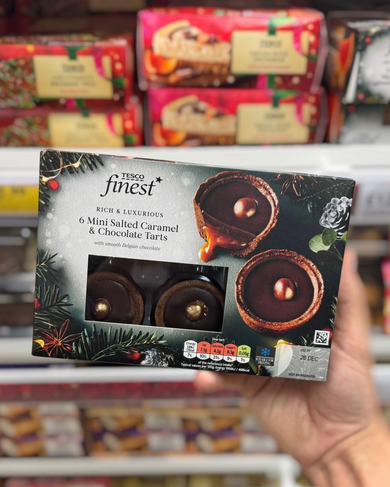 Tesco Finest mini salted caramel and chocolate tarts.