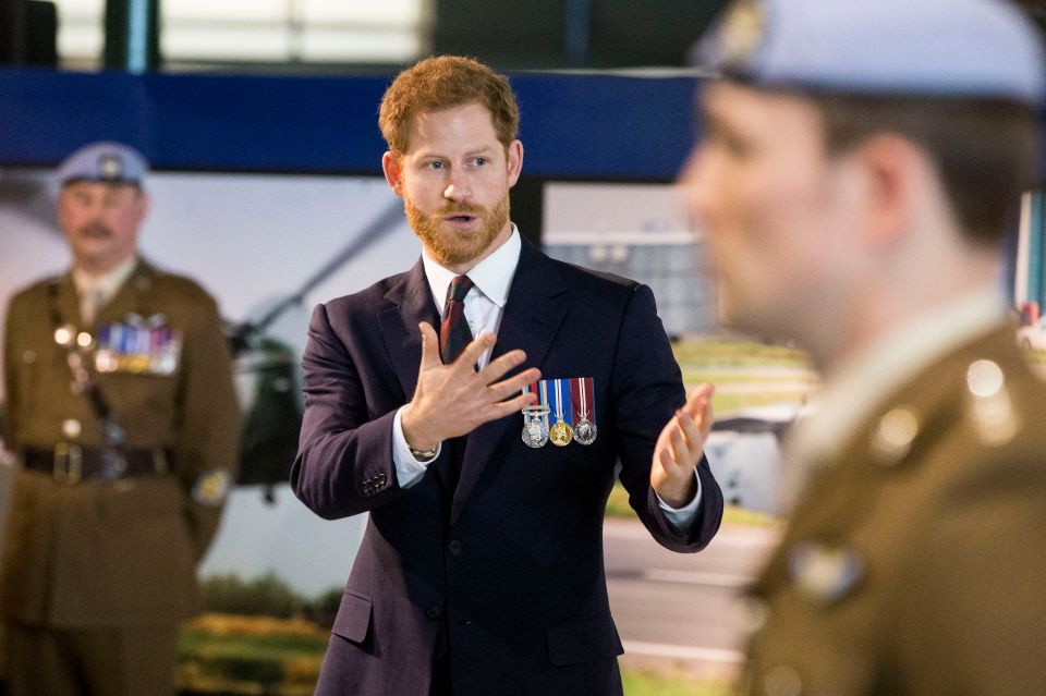 Prince Harry during a visit to the Army Aviation Centre in Middle Wallop, Hampshire