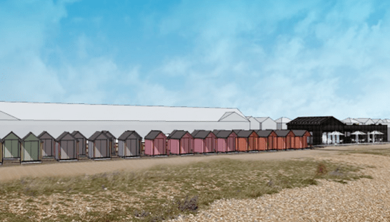 Work will begin on building 93 colourful beach huts at Greatstone Beach in Kent from next month