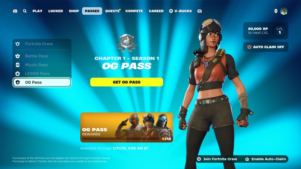 Fortnite Crew now features the brand-new OG Pass, and it's included in the monthly subscription fee