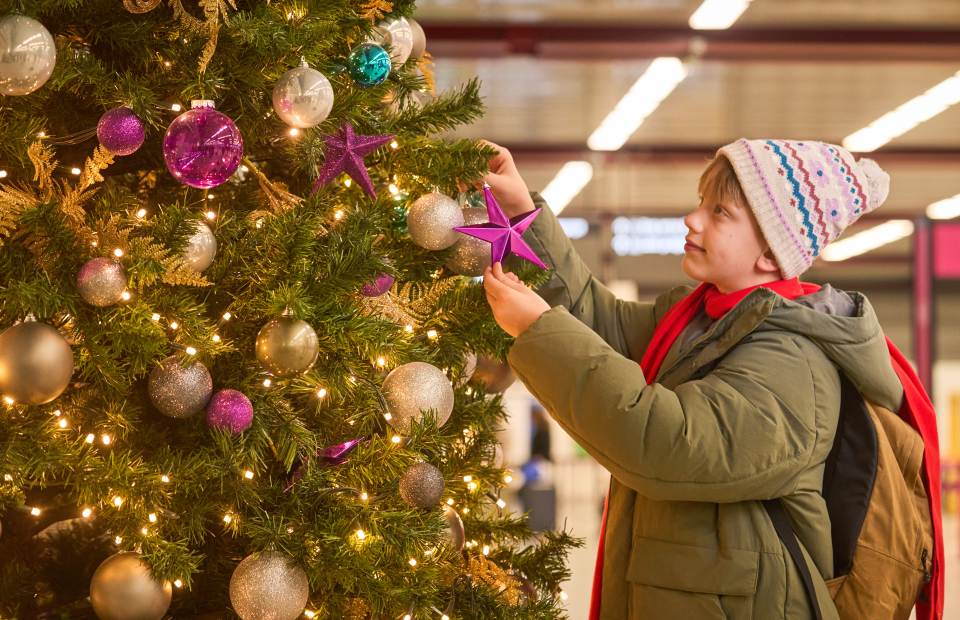 Kevin is also seen decorating a Christmas tree