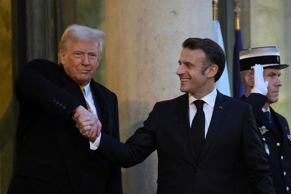 French President Emmanuel Macron was all smiles as he shook hands with President Trump