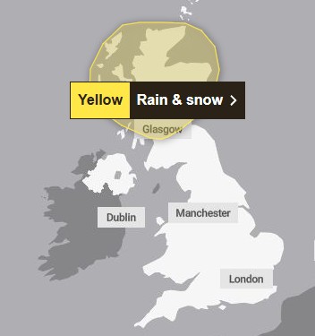 The Met Office has issued a snow warning for December 30 and New Year's Eve