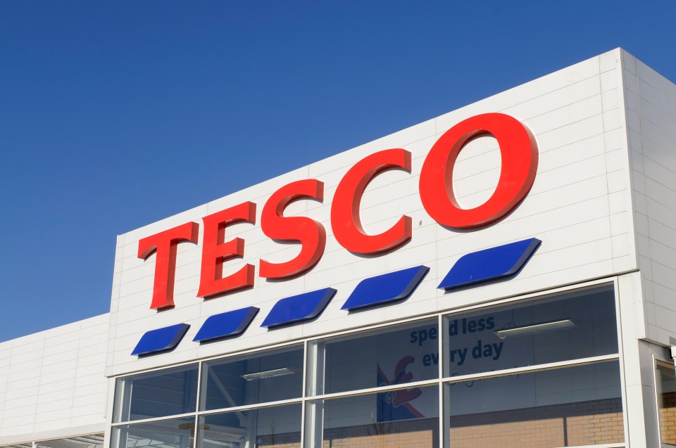 Tesco superstore entrance sign.