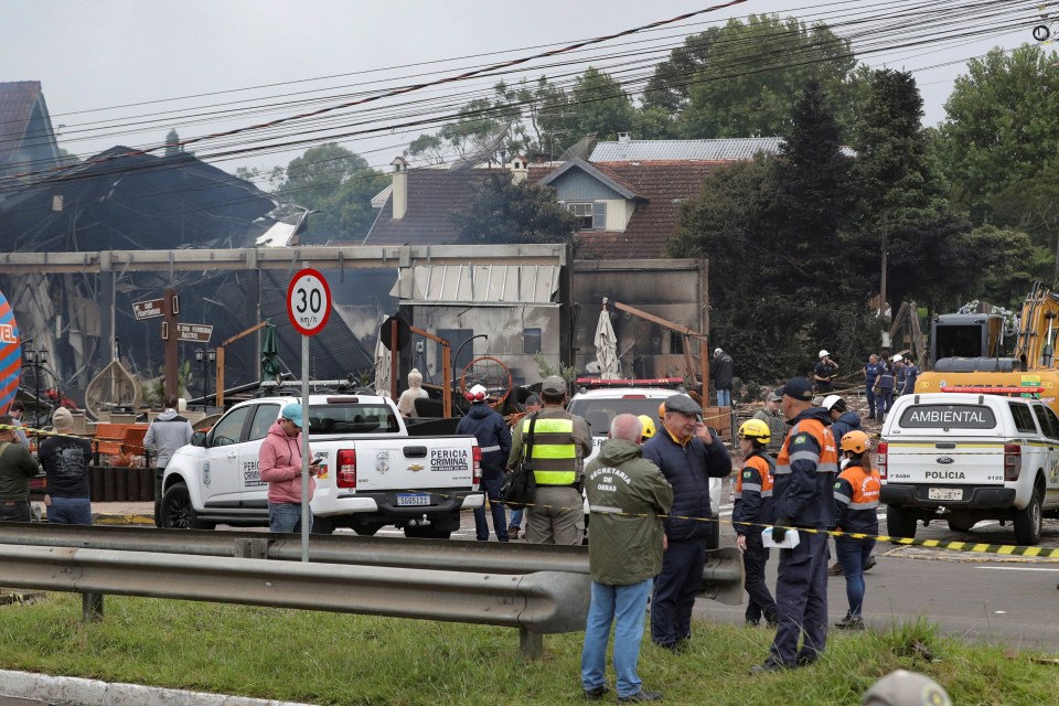 A general view shows the site of a plane crash in the centre of Gramado, Rio Grande do Sul state